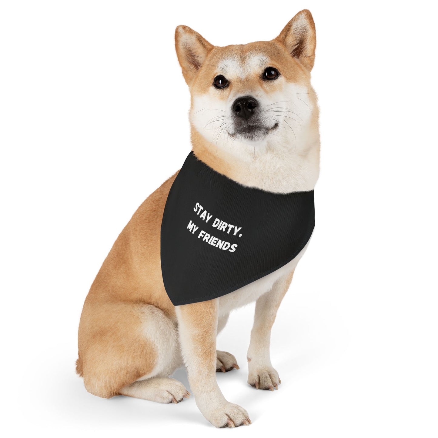 Stay Dirty, My Friends! Black Pet Bandana Collar