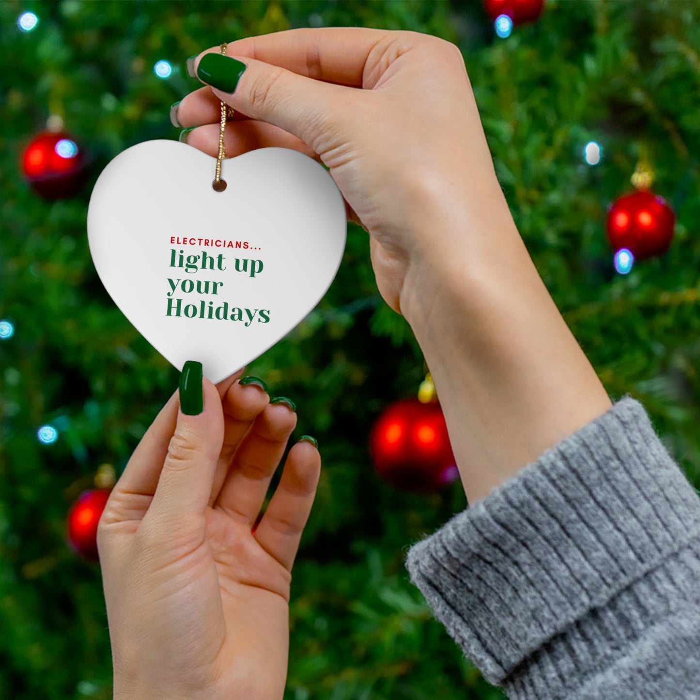 "ELECTRICIANS...light up your Holidays" Ceramic Ornament, 4 shapes